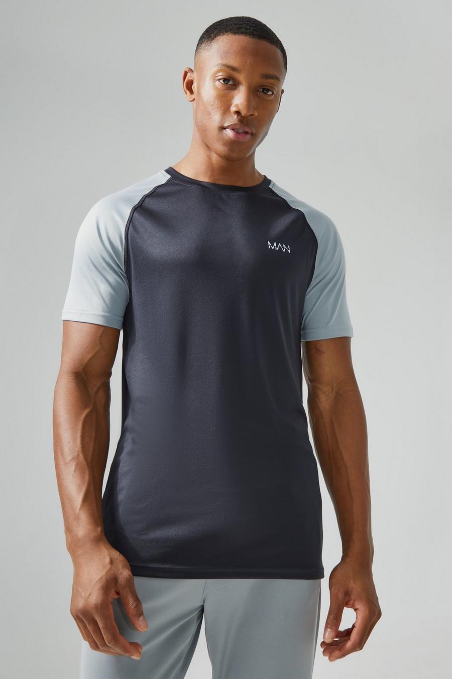 T-shirt Man Active Gym con maniche raglan, Grey
