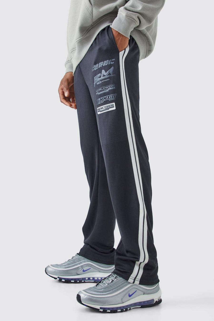 Pantalón deportivo Regular de tejido por urdimbre con refuerzo lateral, Black