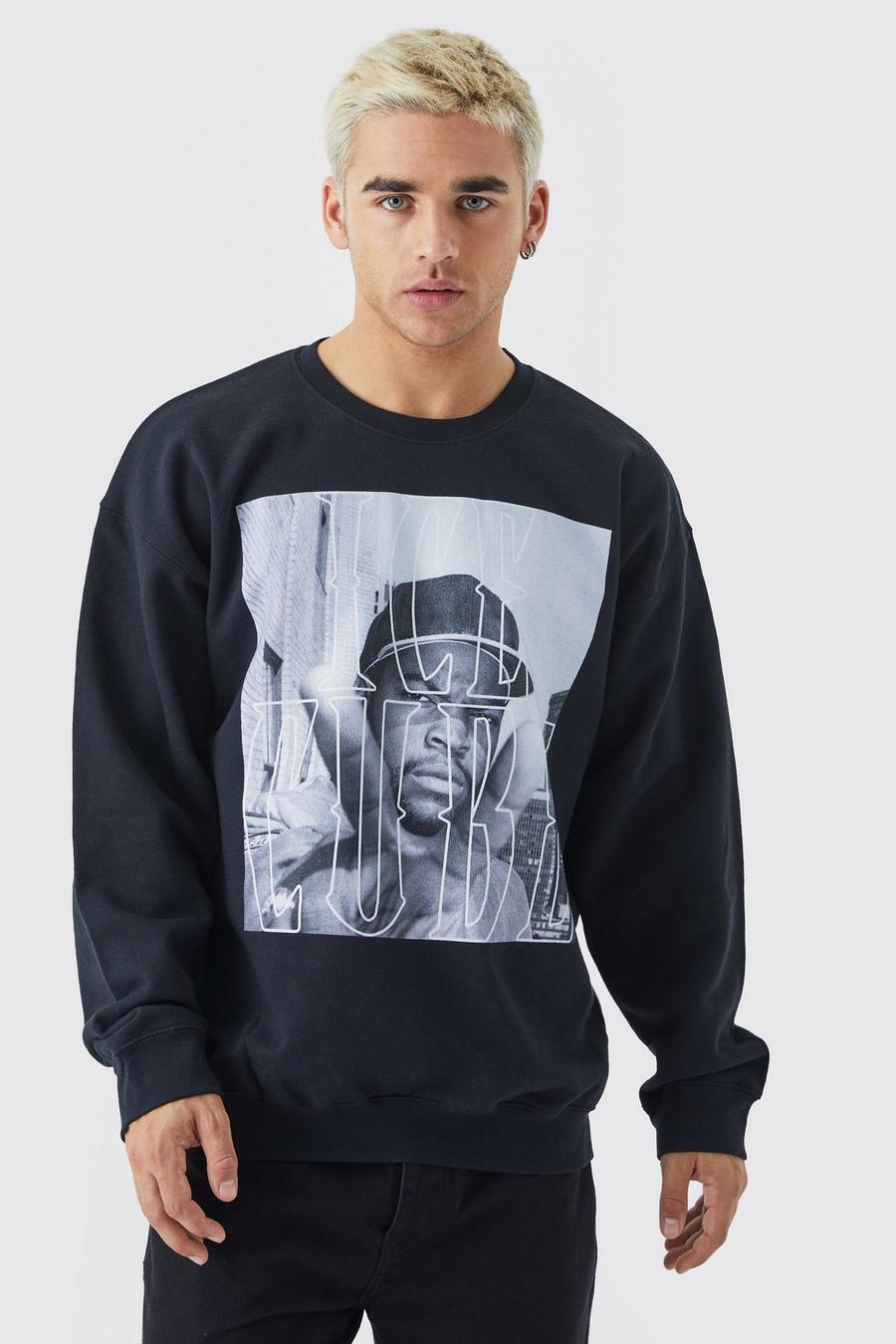 Oversize Sweatshirt mit lizenziertem Ice Cube Print, Black