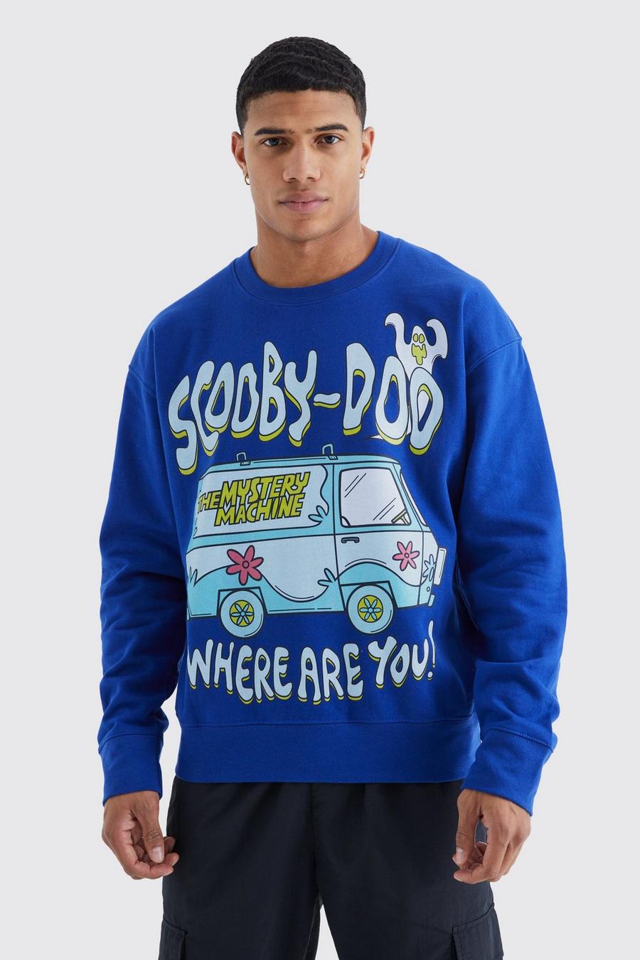 Blue bleu Oversized Scooby Doo Machine License Sweatshirt