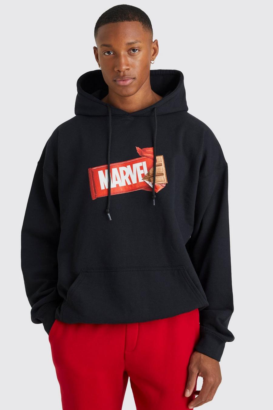 Black Marvel Oversize hoodie med tryck