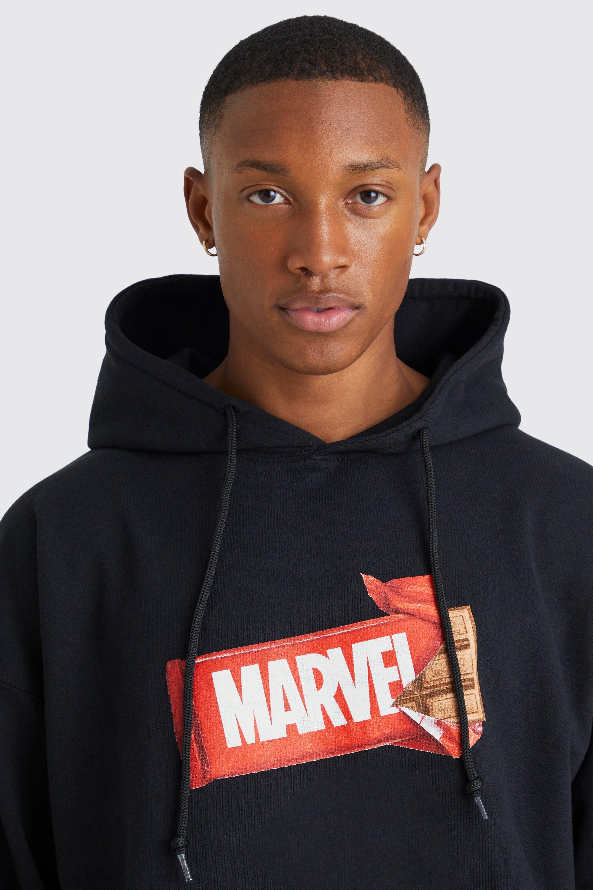 Men's Oversized Marvel Chocolate Bar License Hoodie