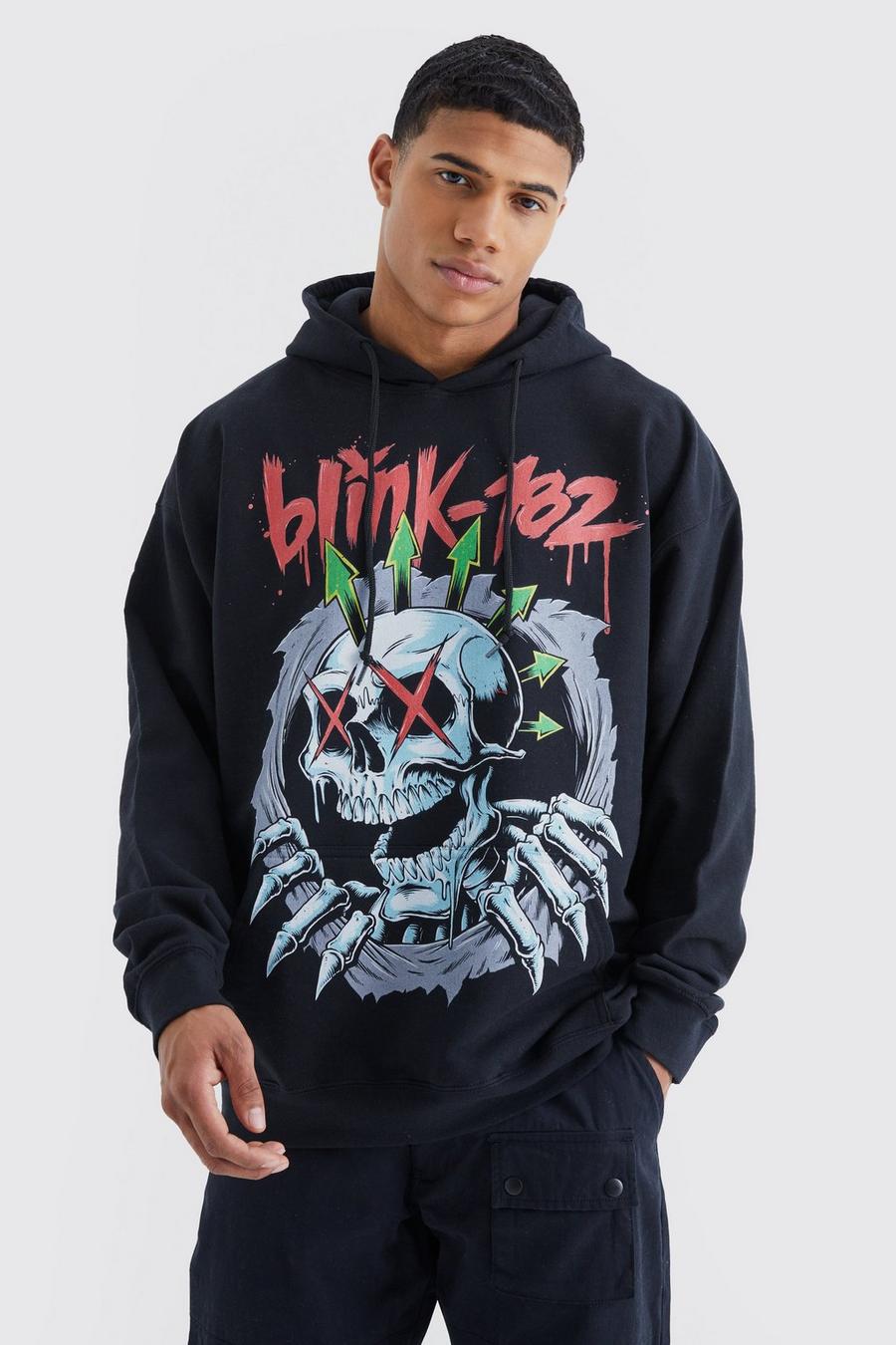 Black noir Oversized Blink 182 Skeleton License Hoodie