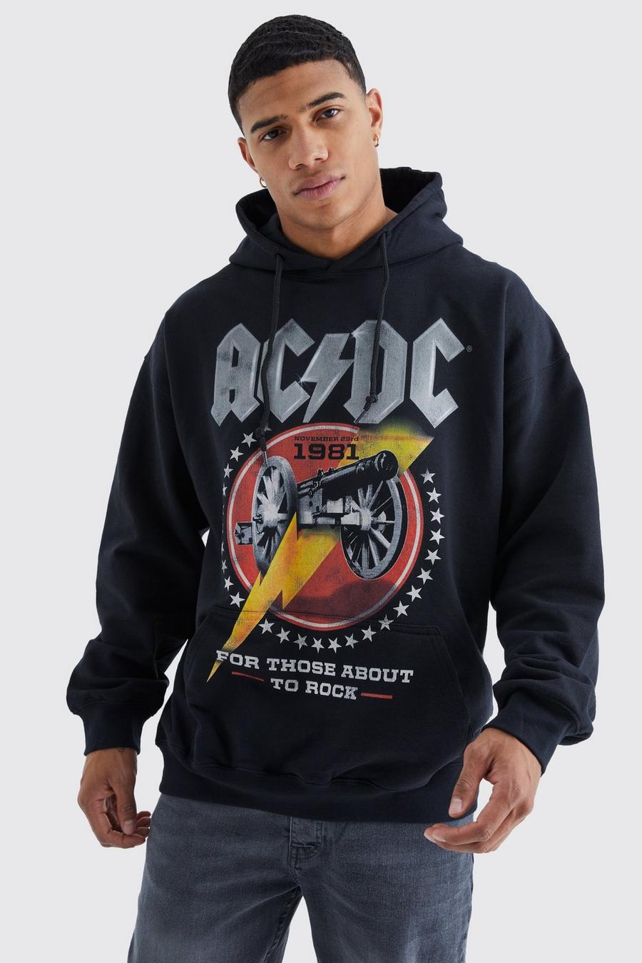 Black ACDC Oversize hoodie med tryck image number 1