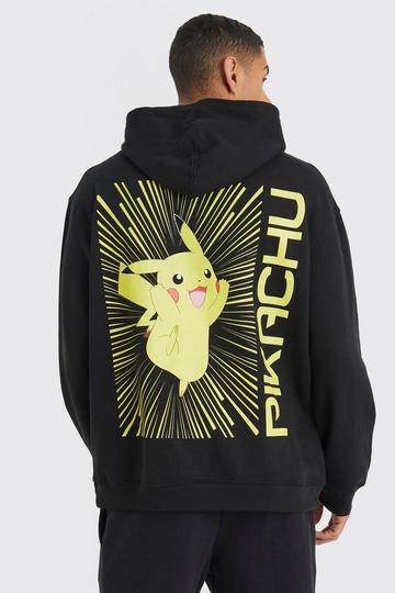 Oversized Pikachu Pokemon License Hoodie black