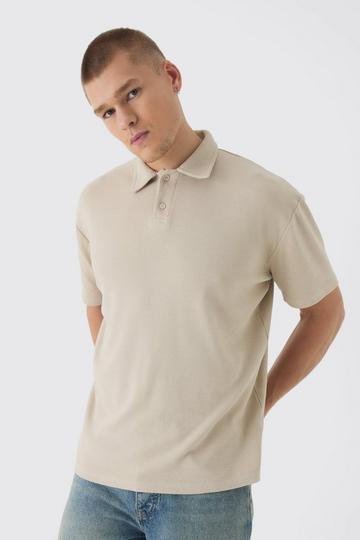 Oversized Heavy Rib Washed Polo stone