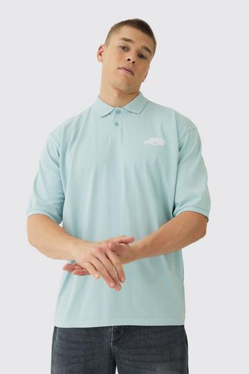 Green Oversized Half Sleeve Golf Wash Polo