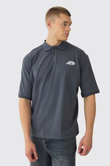 Grey Oversized Half Sleeve Golf Wash Polo