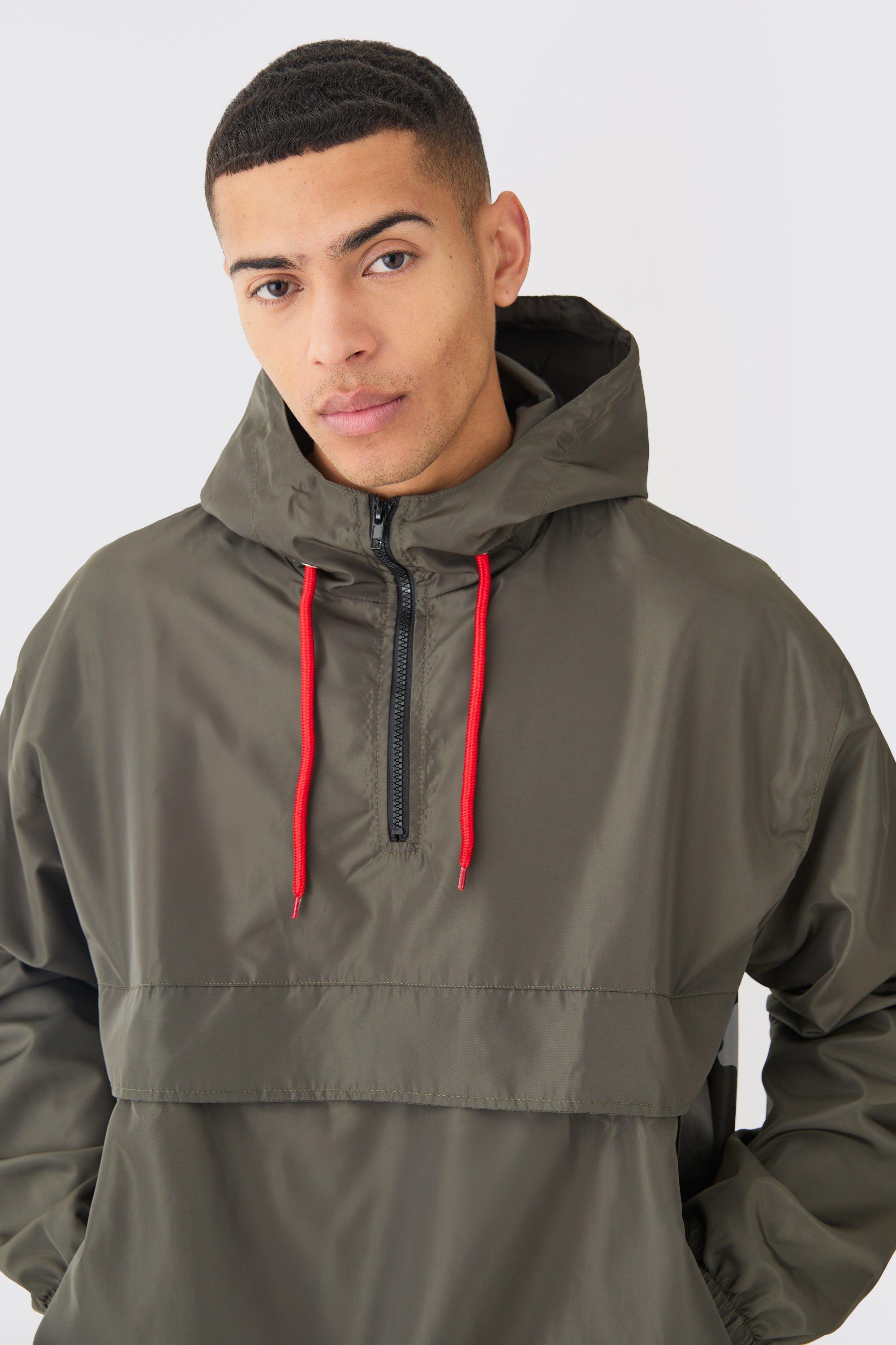 Hooded half store zip windbreaker