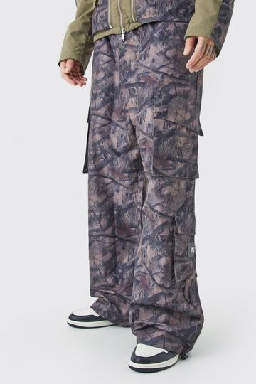 Brown Tall Elasticated Waist Camo Cargo Pants