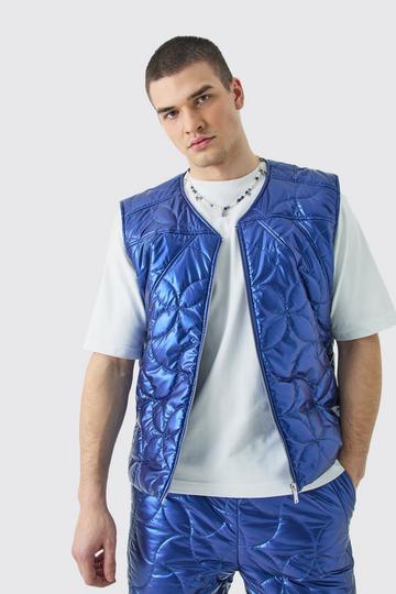 Tall Gewatteerde Metallic Bodywarmer Met Stiksels blue