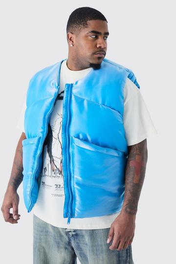 Plus Liquid Metallic Nylon Padded Gilet blue