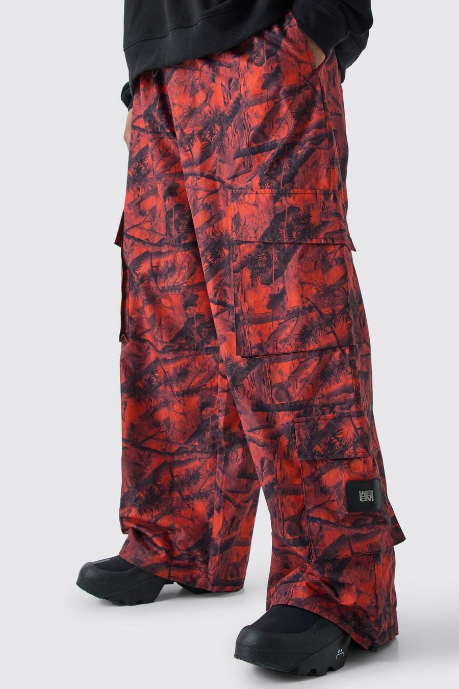 Pantaloni Cargo Plus Size in fantasia militare con vita elasticizzata, Orange image number 1