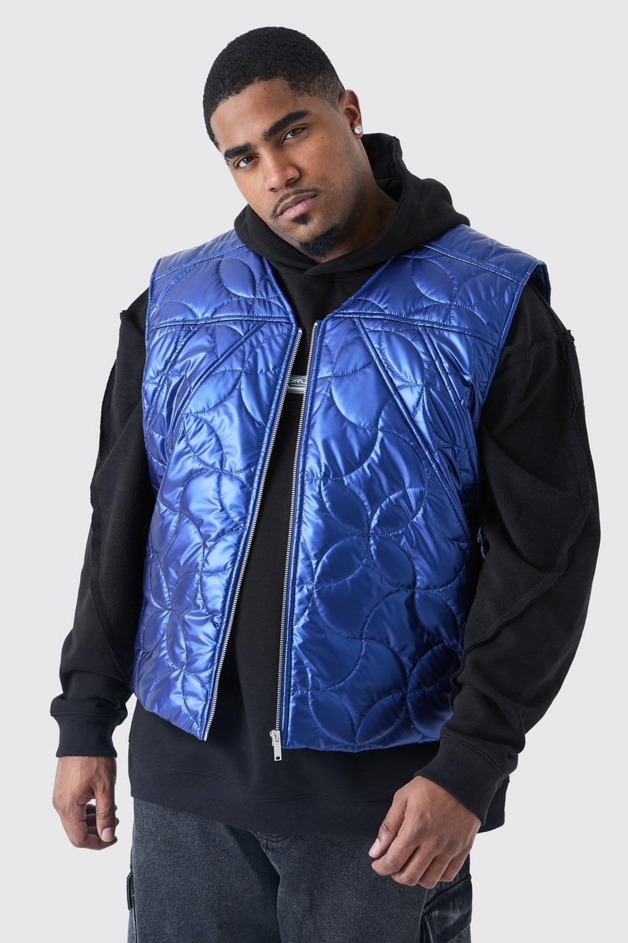 Blue Plus Metallic Quilted Gilet image number 1