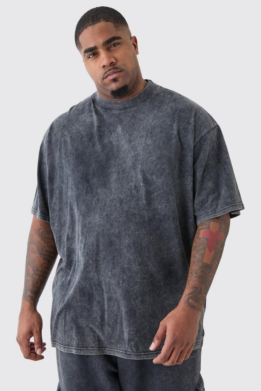 Charcoal Plus Oversize t-shirt med tvättad effekt