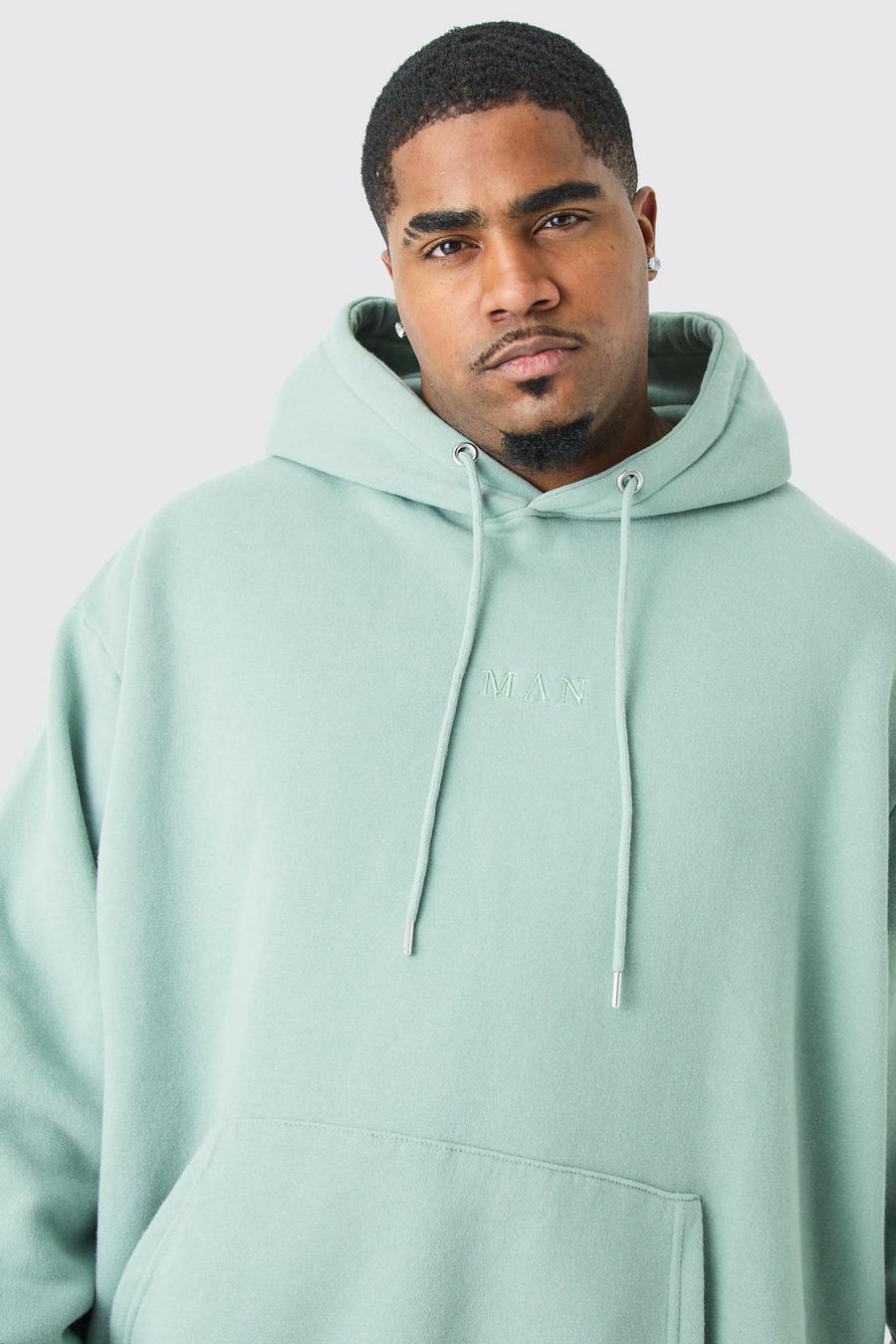 Sage Plus MAN Roman Oversize hoodie med stentvättad effekt image number 1