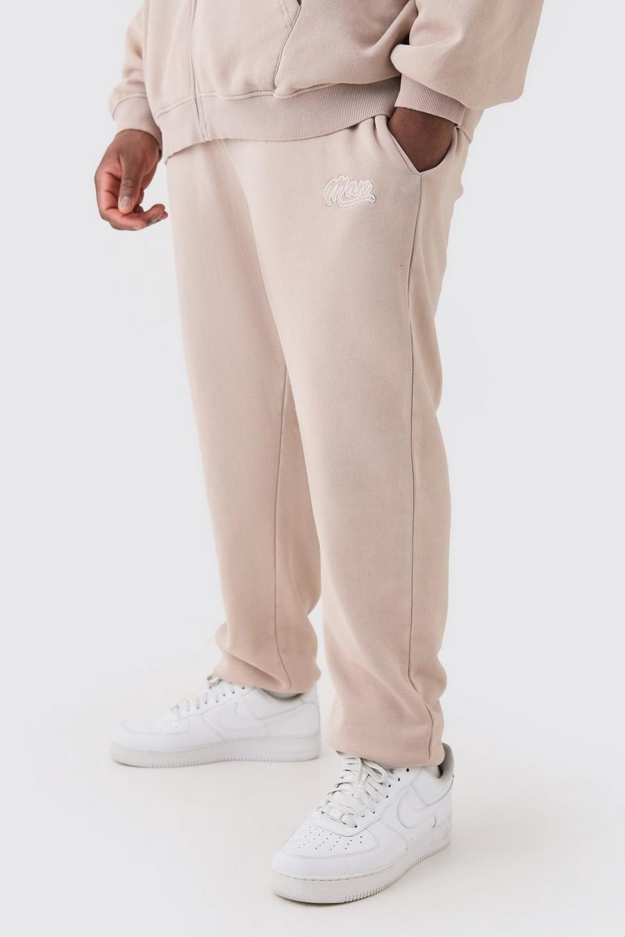 Pantaloni tuta Plus Size Man Core Fit in lavaggio riciclato, Taupe image number 1
