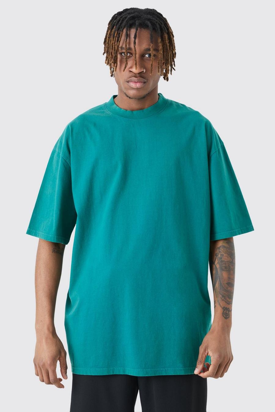 Teal Tall Oversized Gebleekt T-Shirt image number 1