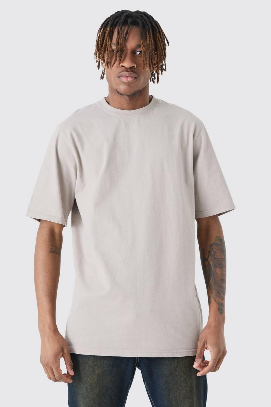 Taupe Tall Laundered Wash Crew Neck T-shirt image number 1