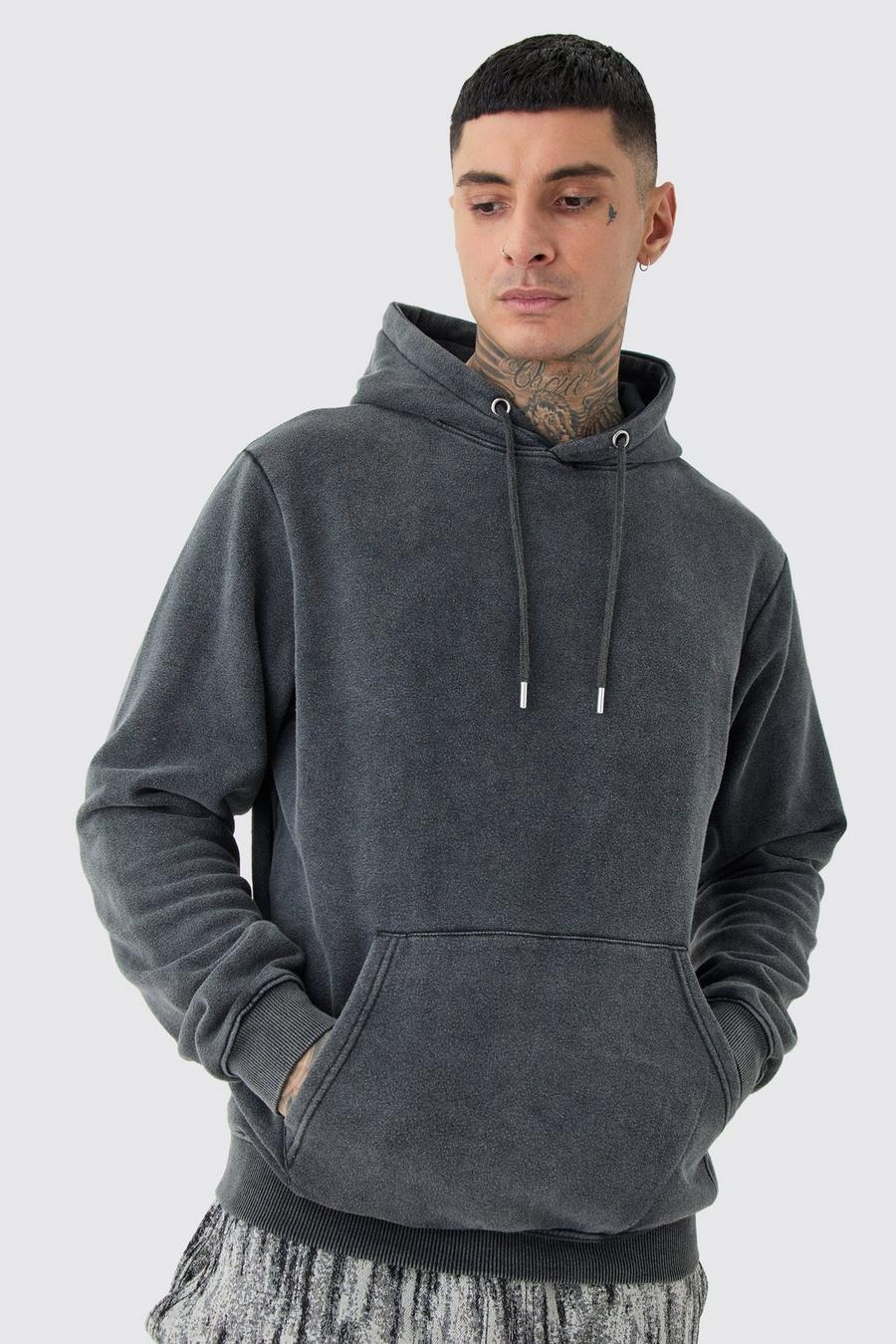 Charcoal Tall Laundered Wash Over Head Hoodie image number 1