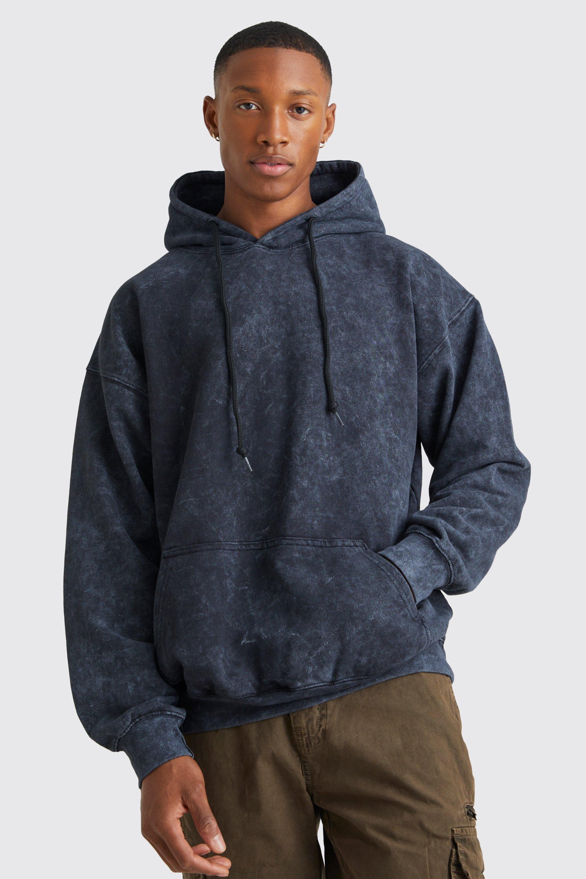 Oversized Acid Wash Skull Graphic Hoodie