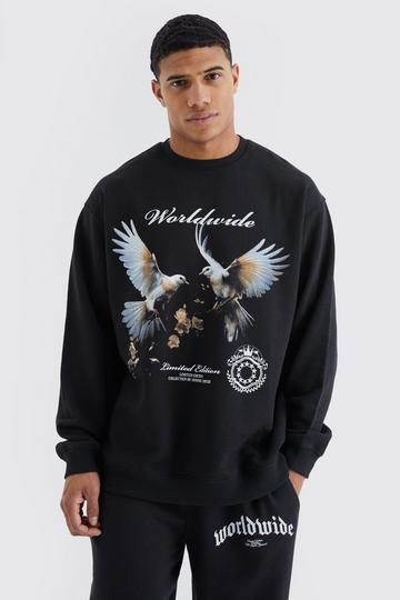 Black Oversized Dove Graphic Sweatshirt