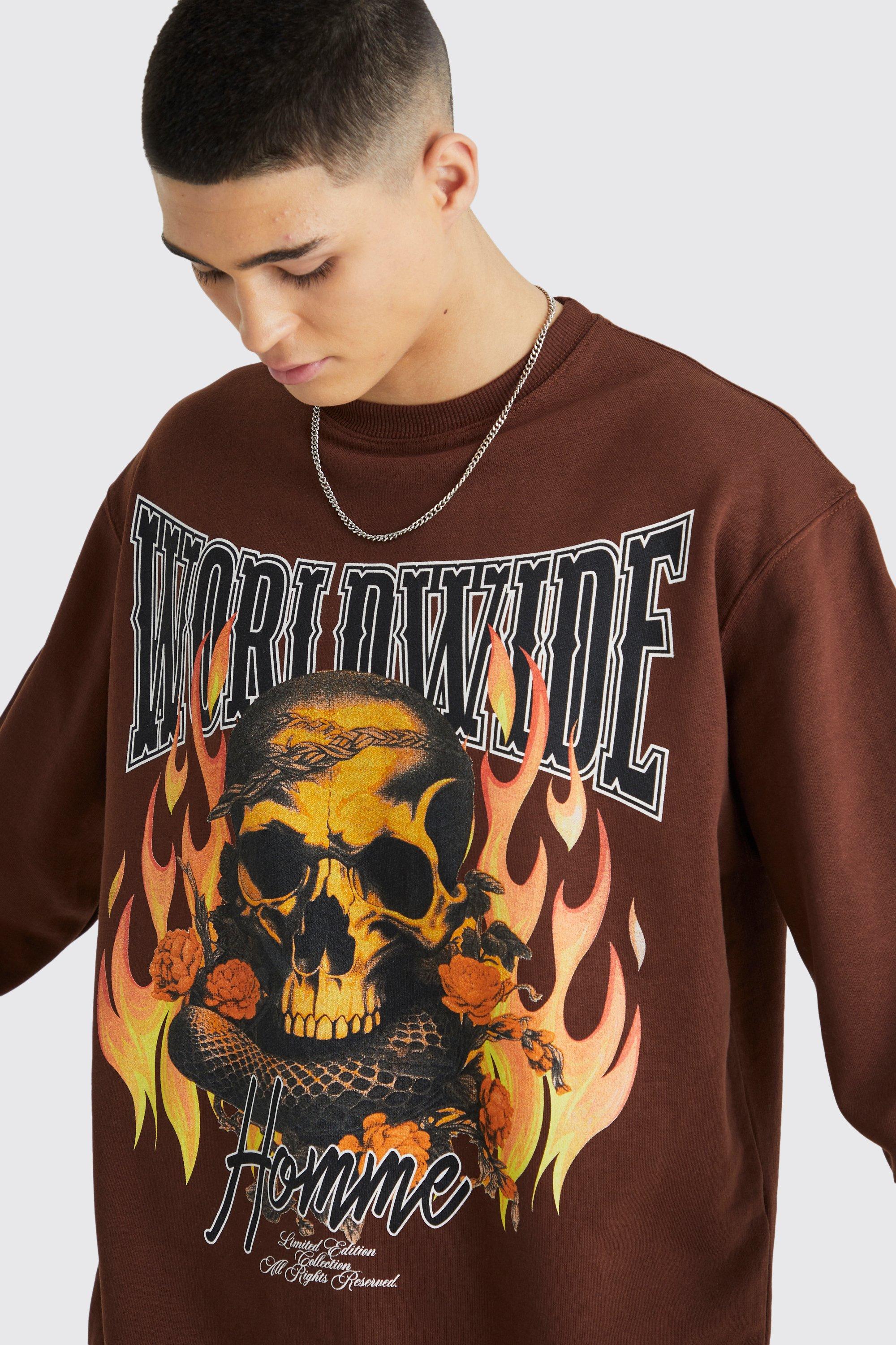 Oversized Skull Graphic Sweatshirt boohoo