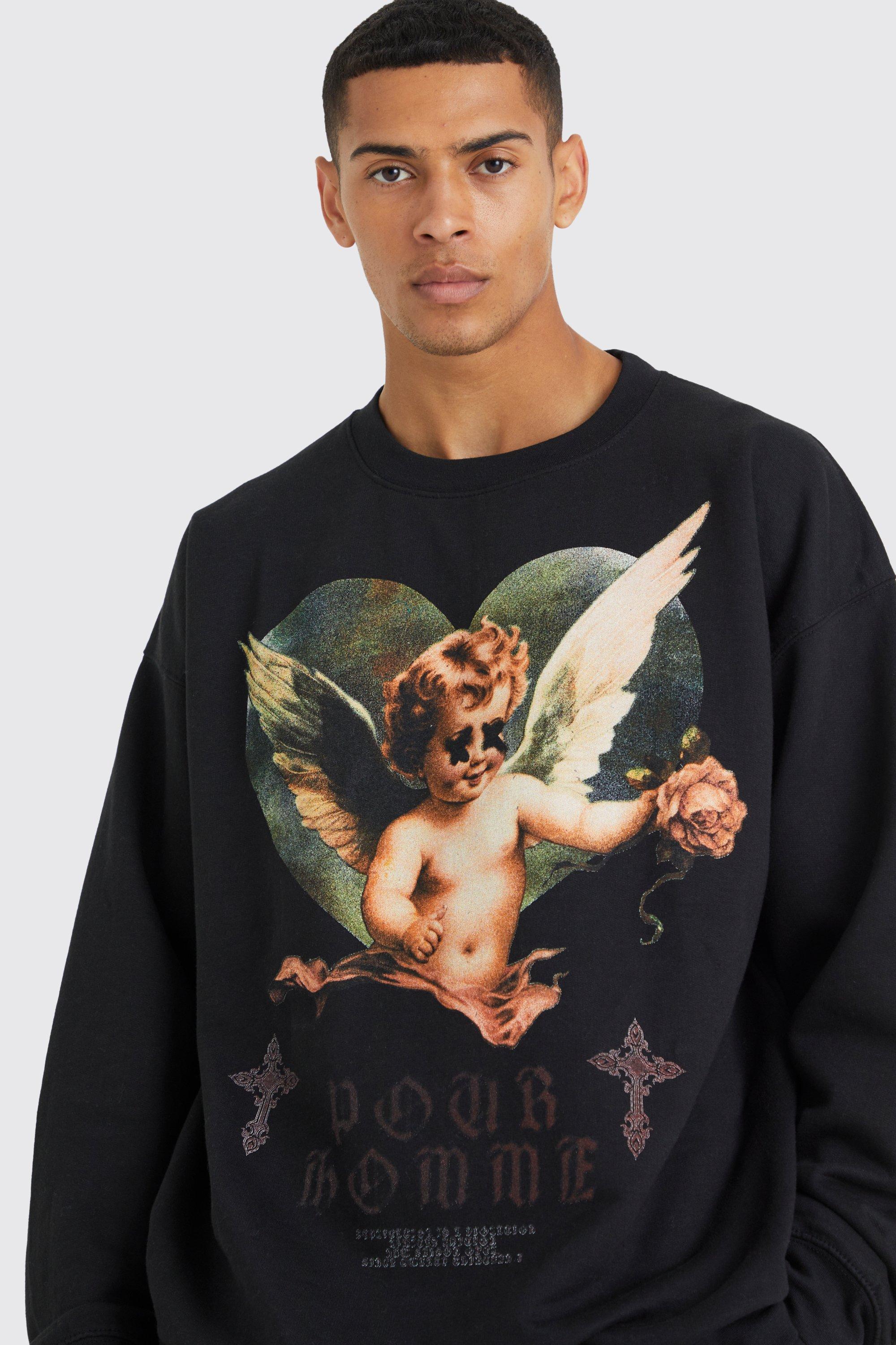 Oversized Dragon Floral Graphic Sweatshirt