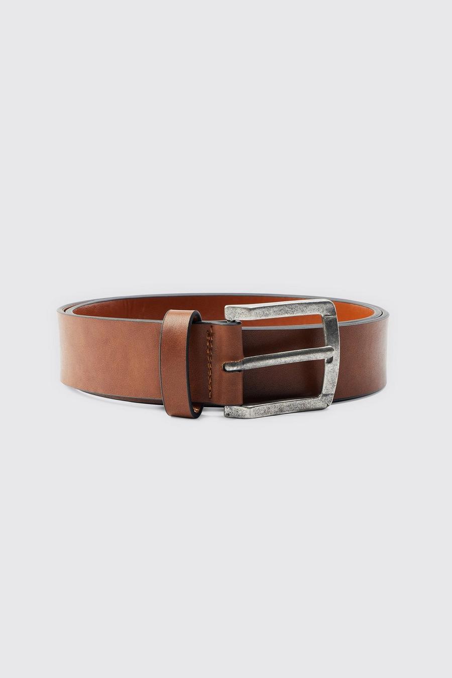 Tan Faux Leather Textured Belt