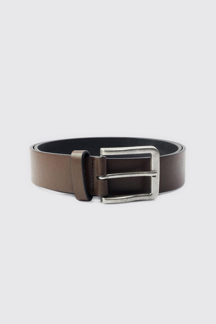 Brown Faux Leather Textured Belt