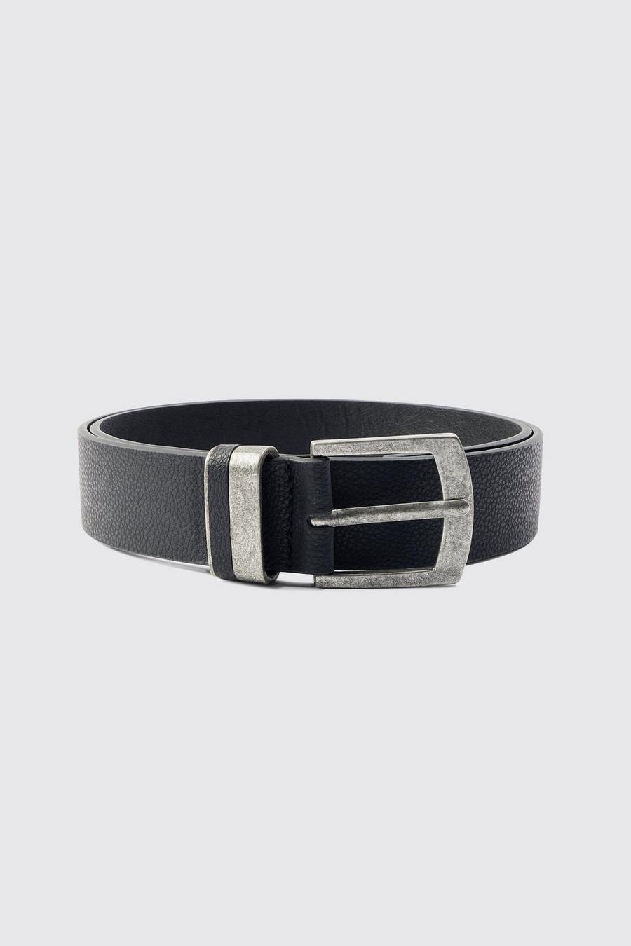 Black Faux Leather Textured Belt