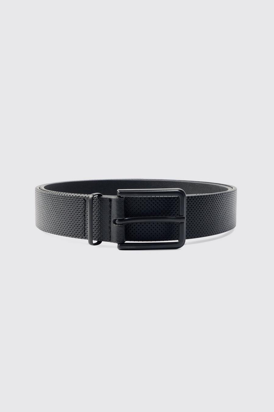 Cinturón texturizado de cuero sintético, Black image number 1
