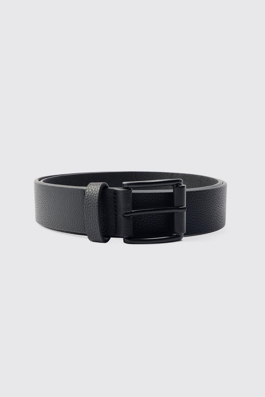 Cinturón texturizado de cuero sintético, Black image number 1