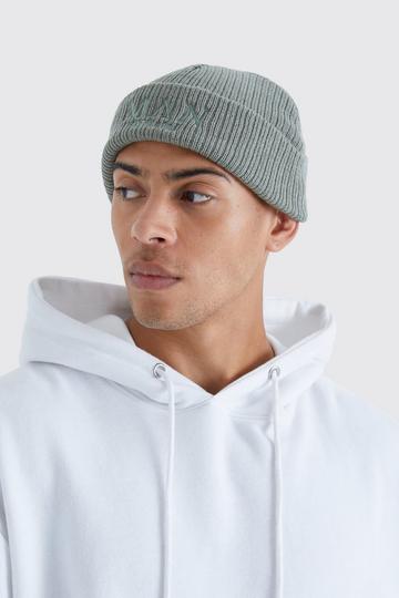 Man Roman Micro Ribbed Beanie sage