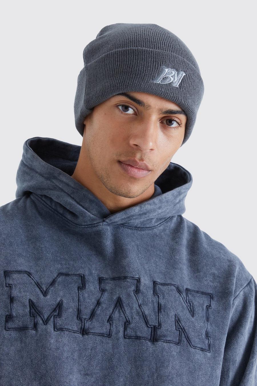 Charcoal Bm Embroidery Beanie image number 1