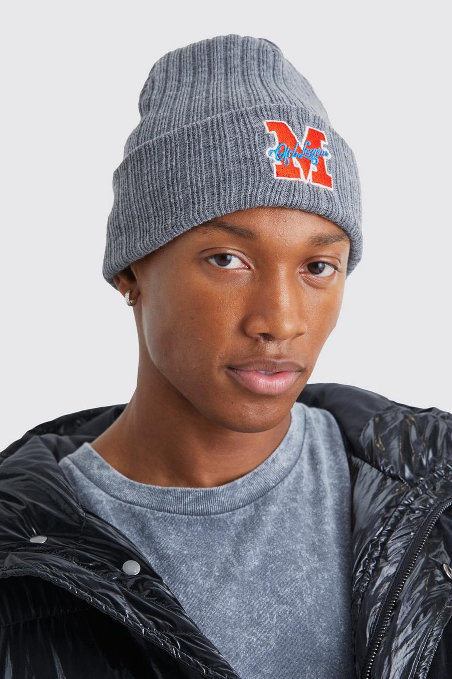 Berretto Beanie Ofcl League stile Varsity a coste, Grey marl image number 1