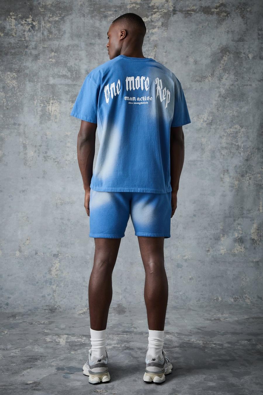 Blue Man Active Gebleekte Vintage One More Rep T-Shirt Set