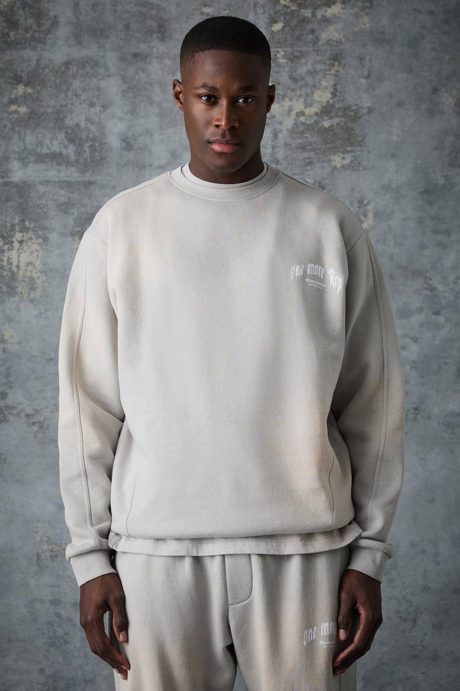 Man Active Sweatshirt mit Vintage-Waschung, Grey image number 1