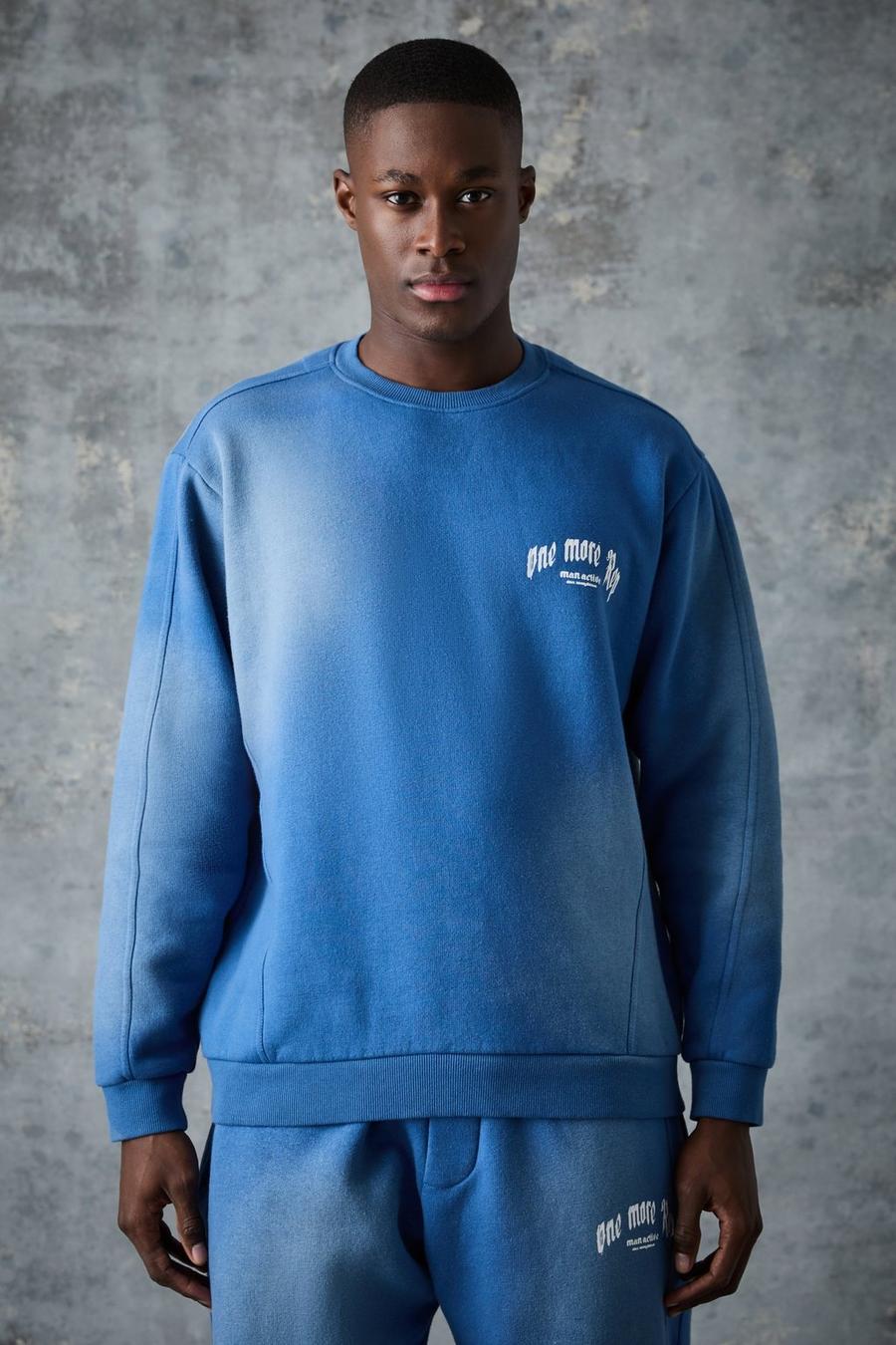 Man Active Sweatshirt mit Vintage-Waschung, Blue image number 1