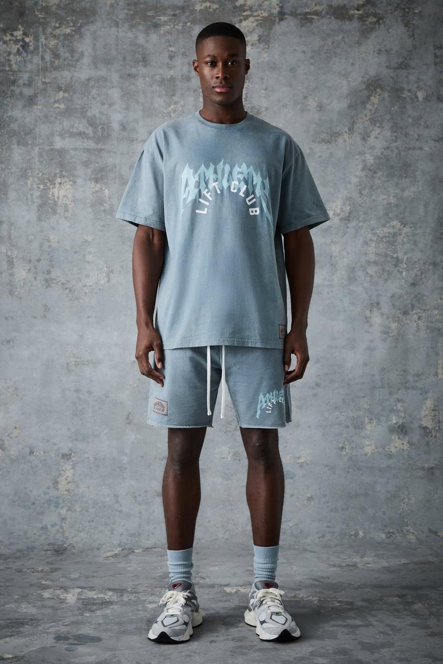 Man Active Oversize T-Shirt-Set mit Rest Day Print, Blue image number 1