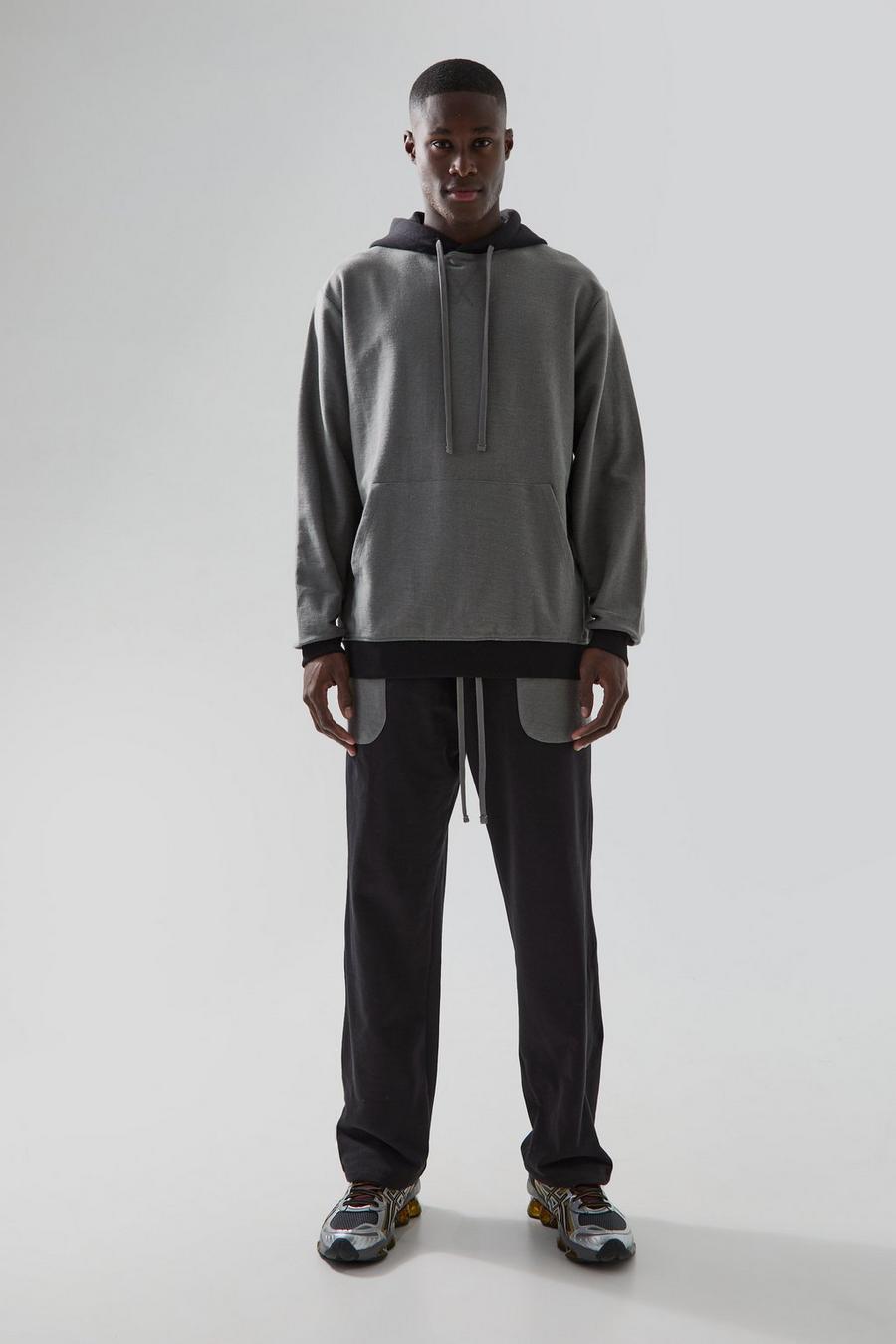 Charcoal Man Active Loopback Colour Block Tracksuit image number 1