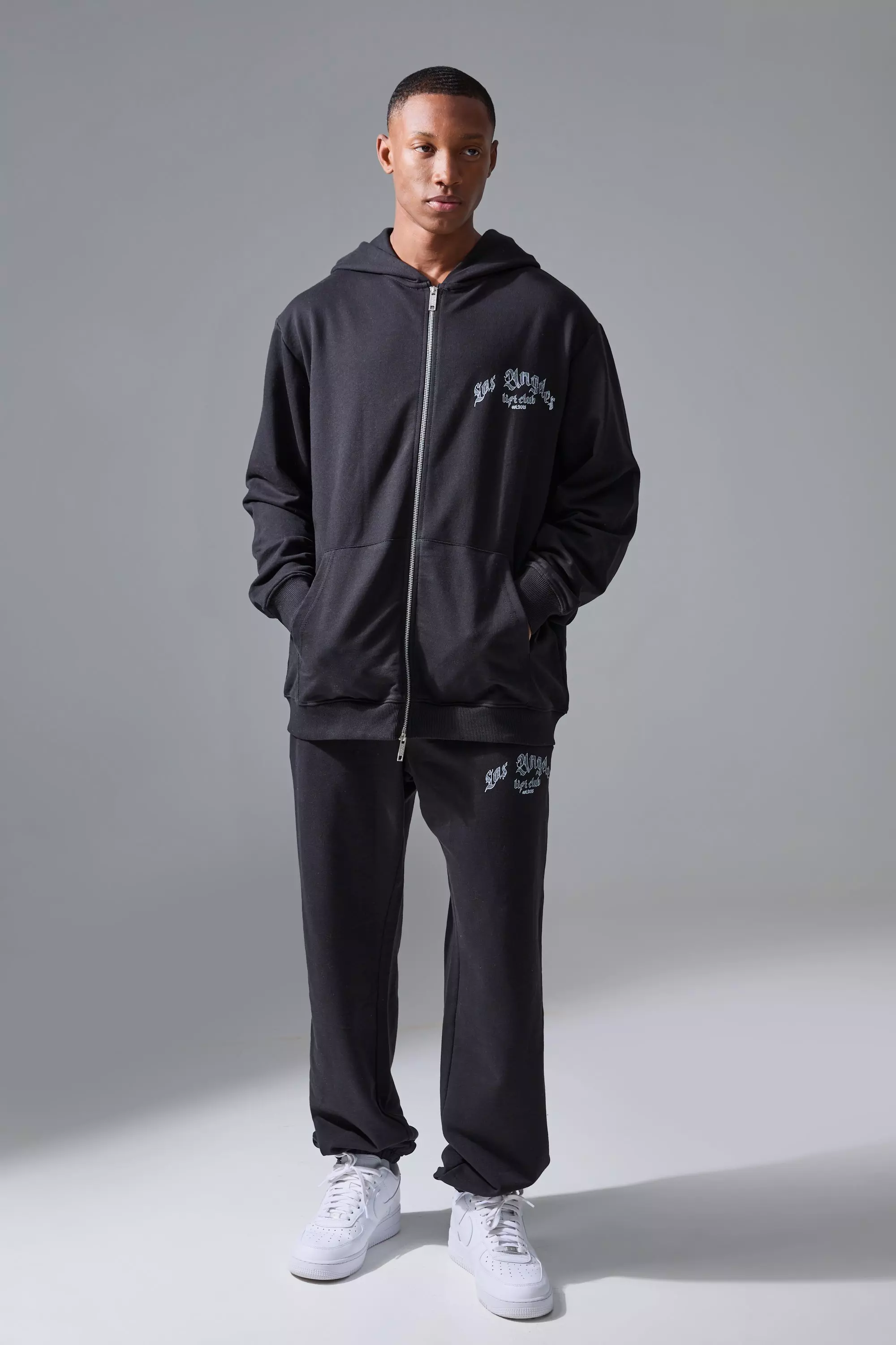 Black Man Active La Lift Club Zip Through Tracksuit صورة بديلة