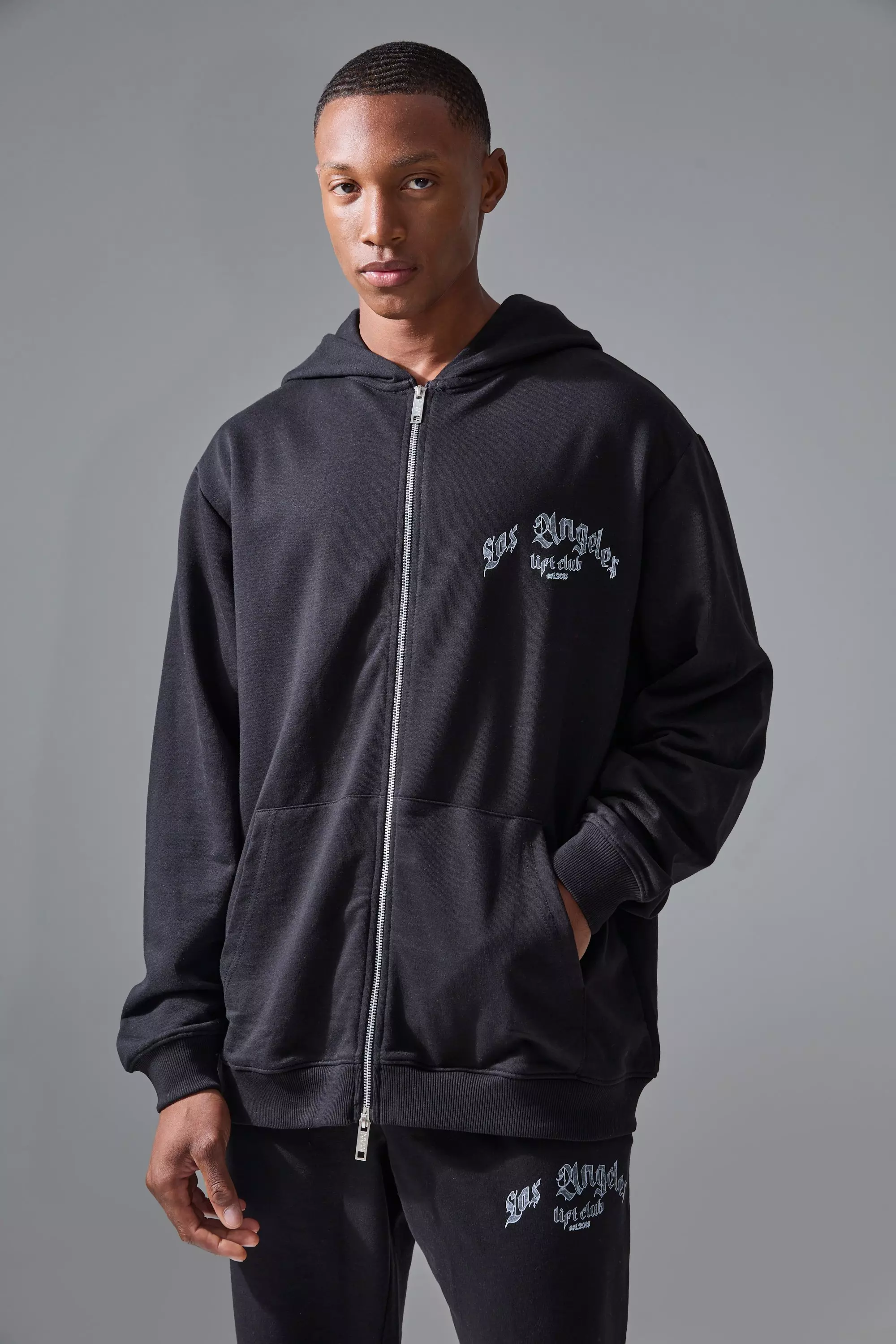 Black Man Active La Lift Club Zip Through Tracksuit صورة بديلة