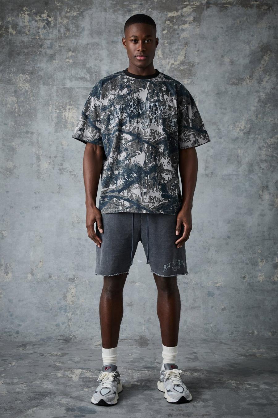 Man Active La Lift Club Camouflage T-Shirt-Set, Khaki
