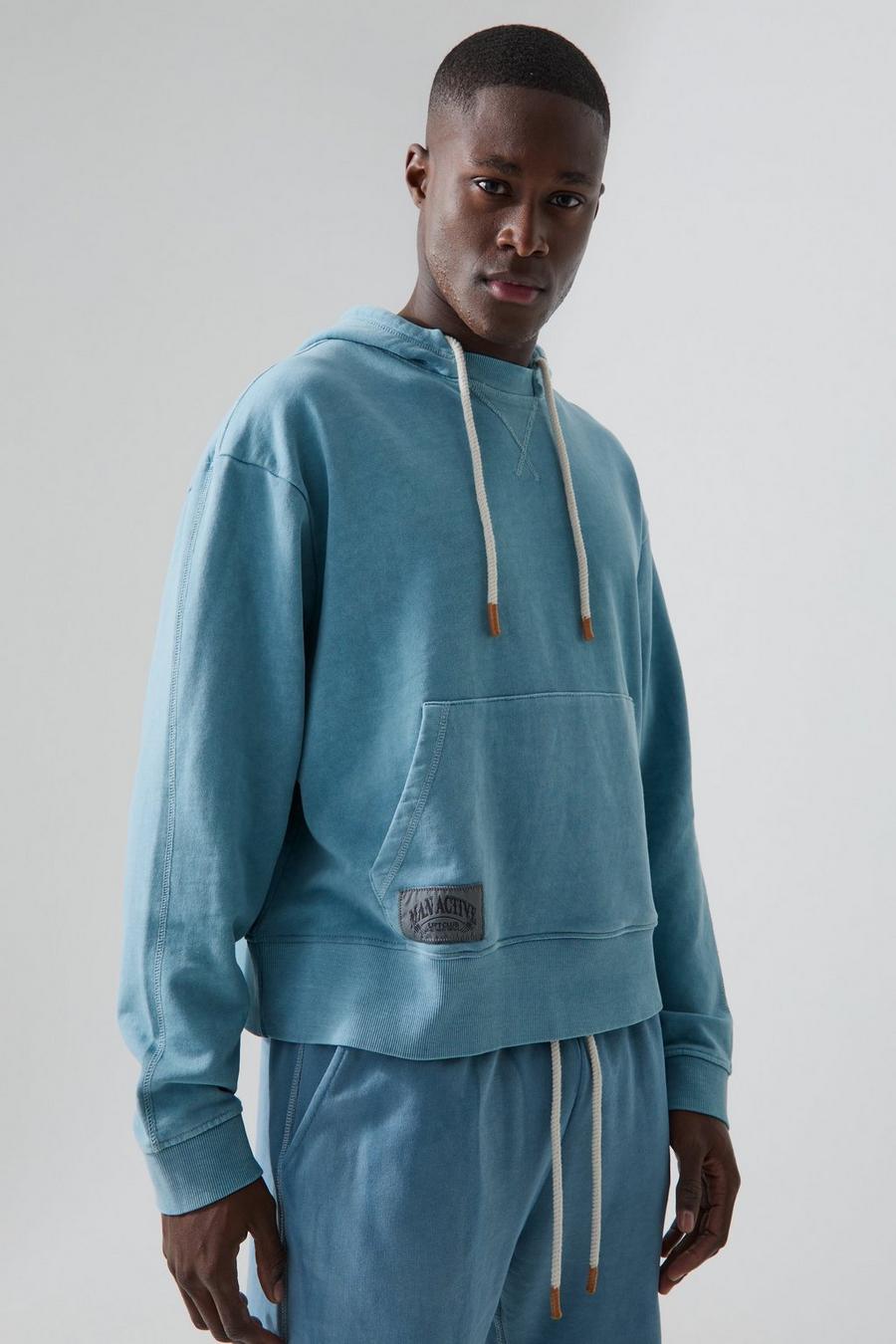 Blue MAN Active Oversize hoodie med tvättad effekt