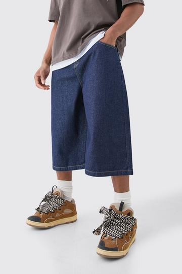 Long Line Denim Jorts In Indigo indigo