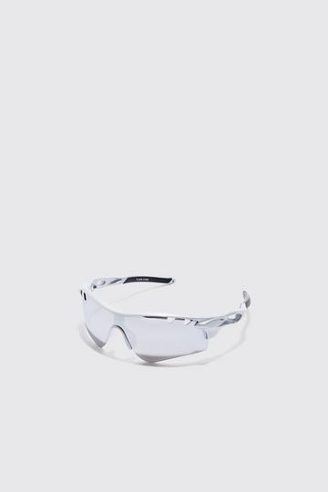 Chrome Lens Angled Sunglasses silver