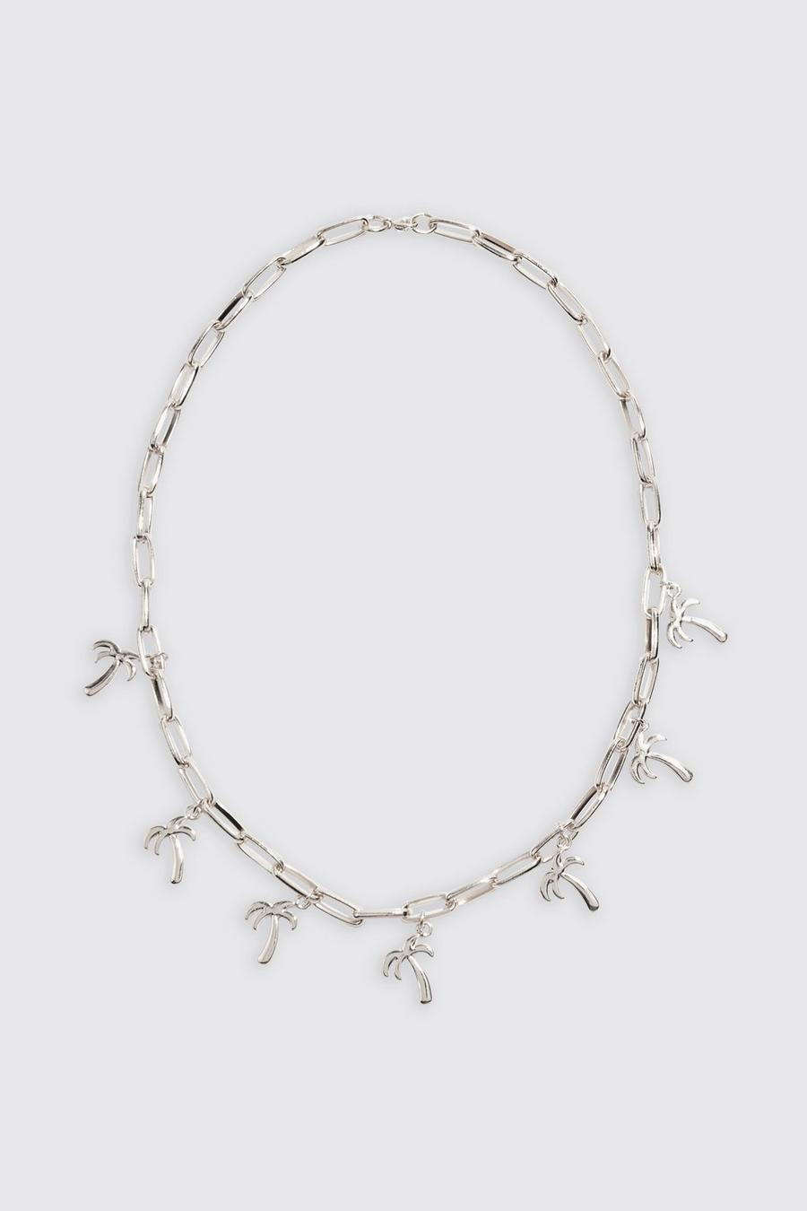 Halskette mit Palmen-Anhänger, Silver