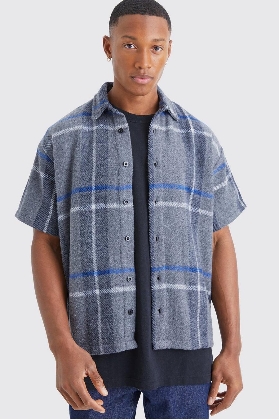 Multi Short Sleeve Brushed Flannel Shirt Jacket image number 1