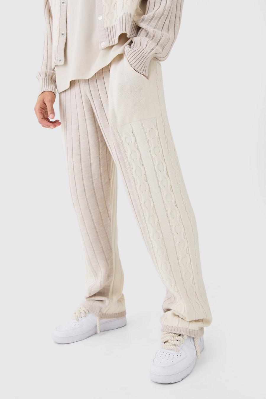 Ecru Relaxed Fit Cable Knitted Sweatpants